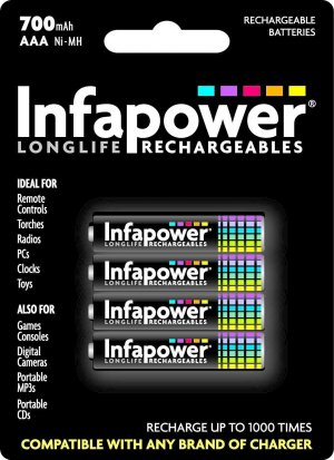 Infapower 4x AAA 700mAh Rechargeable Batteries box art