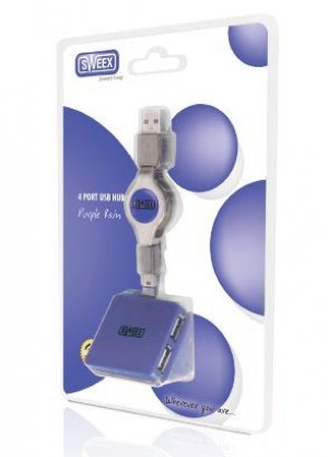 Sweex US038 External 4 Port USB Hub - Purple box art