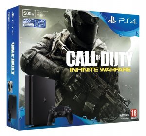 PlayStation 4 Console Slim 500GB (Black D Chassis) with Call of Duty Infinite Warfare Bundle box art