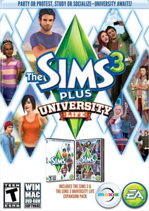 Sims 3 University Life /pc box art