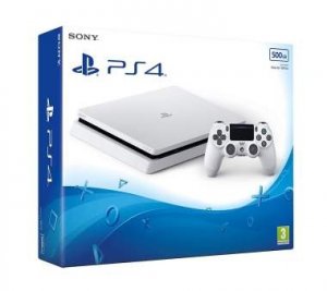 Sony Playstation 4 PS4 Slim 500GB Glacier White Video Game Console box art